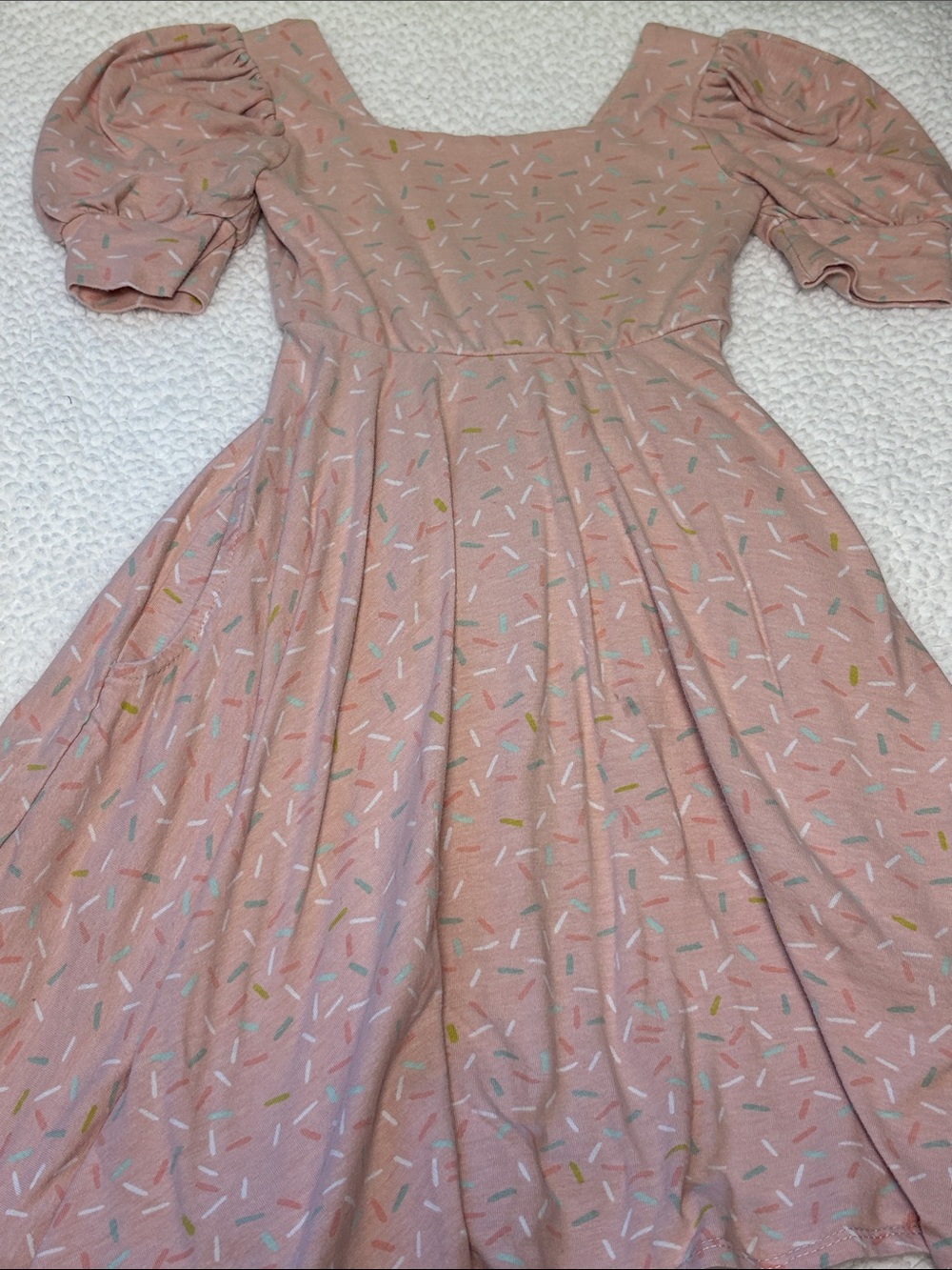 Remie Girl Girls Pink Pastel Dash Print Long Sleeve Dress